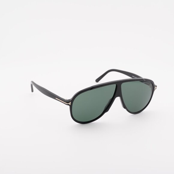 Tom Ford FT1211 01N Vladimir Sunglasses Shiny Black Aviator Frame, Green Lenses - Picture 6 of 13